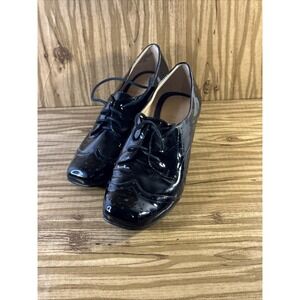 Easy Spirit Shoes Womens 6.5W Patent Black Leather Lace Up Heels Edwardian Witch